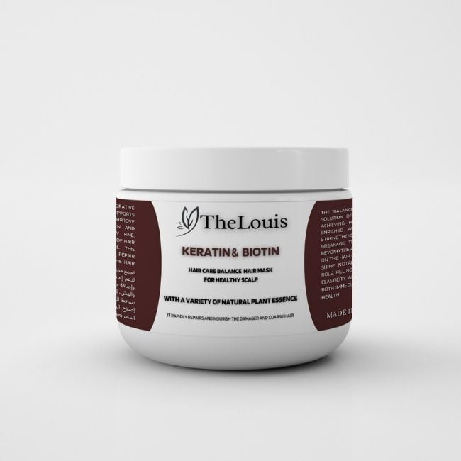 Keratin and Biotin-infused hair mask - a nourishing treatment for healthier, stronger hair.