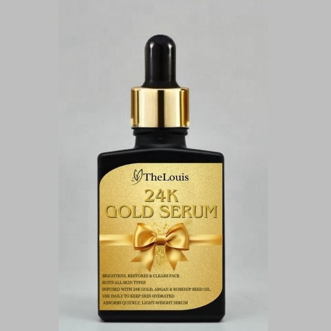 A decadent skincare elixir infused with pure 24-karat gold flakes. This opulent serum enhances radiance, promotes a youthful glow, and indulges the skin with a touch of luxury. Ideal for nourishing, firming, and revitalizing the complexion. Elevate your skincare routine with the regal essence of 24k gold