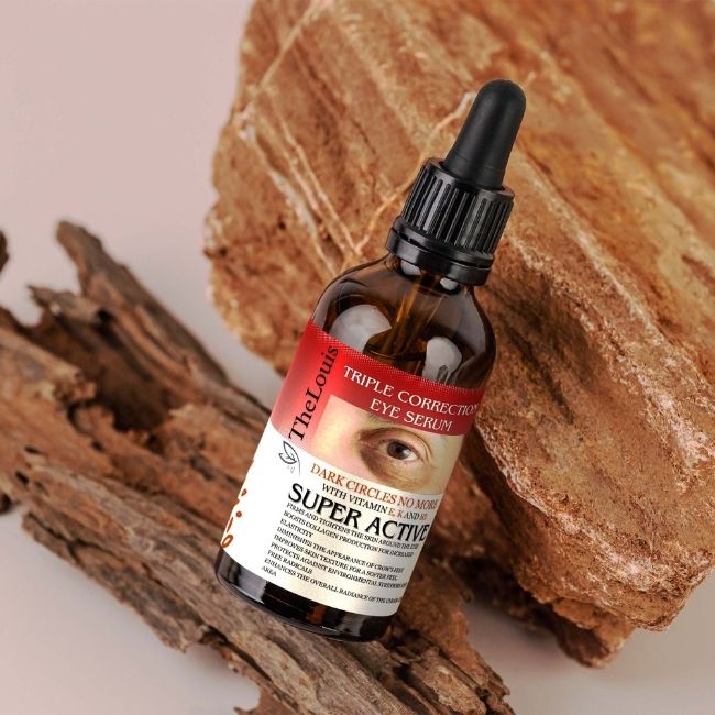 Experience transformative care with our Triple Correction Eye Serum. This advanced formula targets wrinkles, puffiness, and dark circles, revealing brighter, firmer eyes. Elevate your gaze with each application.